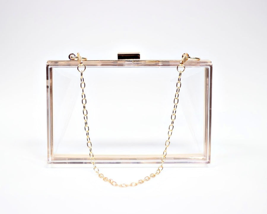 Acrylic clutch bag shoulder bag with removable chain Clear