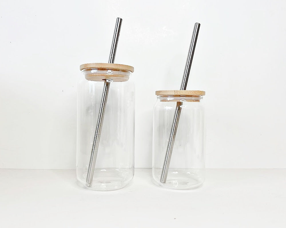 Glass can with bamboo lid - Blanks Collection