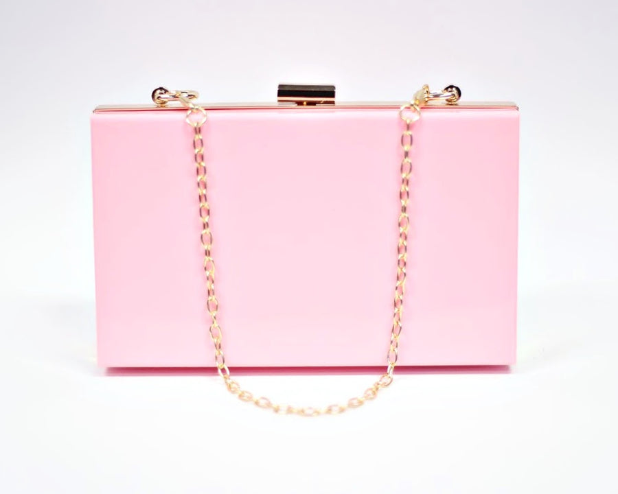 Acrylic clutch bag shoulder bag with removable chain Pink