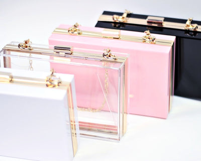Acrylic clutch bag shoulder bag with removable chain Clear